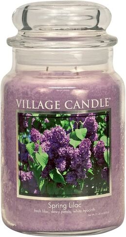 Village Candle Spring Lilac Large Glass Apothecary Jar, Scented Candle, 21.25 oz., Purple in Kuwait
