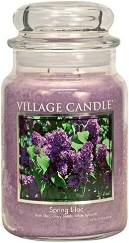 Village Candle Spring Lilac Large Glass Apothecary Jar, Scented Candle, 21.25 oz., Purple in Kuwait