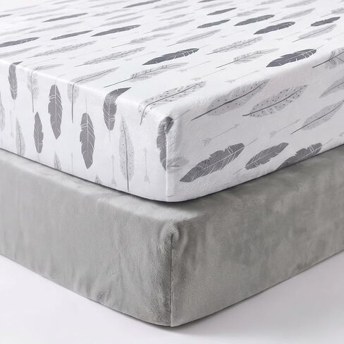 AMROSE 2 Pack Microfleece Crib Sheets, 28'' X 52'' Flannel Fleece Crib Fitted Sheets for Crib and Toddler Mattress Pad, Soft Comfy Warm Crib Sheets for Girls, Winter Chritsmas Theme in Kuwait