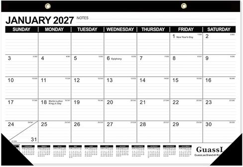 Desk Calendar 2024-2025 - 18 Months Calendar 17" × 11.5" Desktop Calendar from Jan. 2024 to Jun. 2025 with Julian Date for Home School Office in Kuwait
