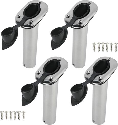 YaeMarine 4Pcs Stainless Steel Rod Holders with Rubber Cap, Liner, Gasket in Kuwait