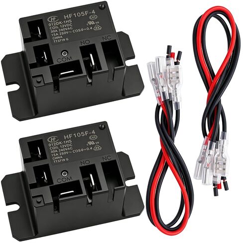 Tnisesm 2PCS Power Relay SPST(1 NO) AC120V Coil, 30A SPST 120 VAC with Flange Mounting and 8 Quick Connect Terminals Wires Mini Relay HF105F-4-AC120V-8X in Kuwait