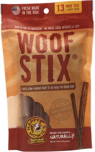 Happy Howie's Natural Dog Treats - Healthy Dog Treats & Training Tool, Real Beef & Natural Ingredients, Chewy & Soft Dog Treats, Hormone Free, No Artificial Ingredients - Beef Woof Stix (80 Count) in Kuwait