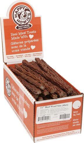 Happy Howie's Natural Dog Treats - Healthy Dog Treats & Training Tool, Real Beef & Natural Ingredients, Chewy & Soft Dog Treats, Hormone Free, No Artificial Ingredients - Beef Woof Stix (80 Count) in Kuwait