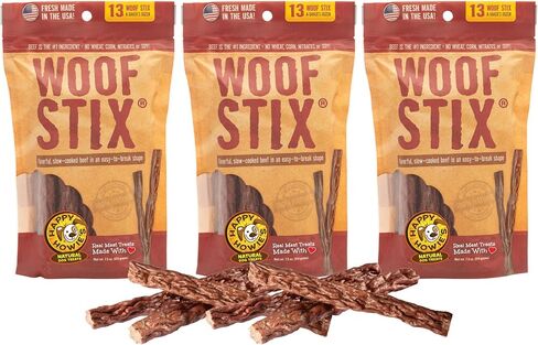 Happy Howie's Natural Dog Treats - Healthy Dog Treats & Training Tool, Real Beef & Natural Ingredients, Chewy & Soft Dog Treats, Hormone Free, No Artificial Ingredients - Beef Woof Stix (80 Count) in Kuwait