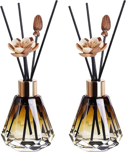 2PCS 60ml/2oz Empty Refillable Glass Diffuser Bottle Diffuser Jars Aromatherapy Storage Container Fragrance Accessories Use for DIY Replacement Reed Diffuser Sticks Decor (Amber Gradation) in Kuwait