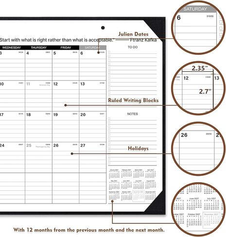 2024 Desk Calendar - Large Desk Calendar 2024, Jan. 2024 - Dec. 2024, 22" x 17", Large Ruled Blocks, Tear Off Design, 2 Corner Protectors & 2 Hanging Hooks, Perfect Desk Calendar for Organizing in Kuwait