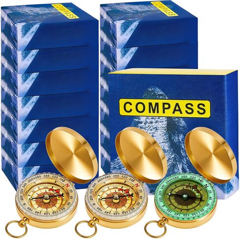 Camping Survival Compass Kids Compass Glow in The Dark Metal Pocket Compass for Kids Hiking Compass Military Navigation Tool for Hiking Hunting Climbing Camping Party Favor Supplies in Kuwait