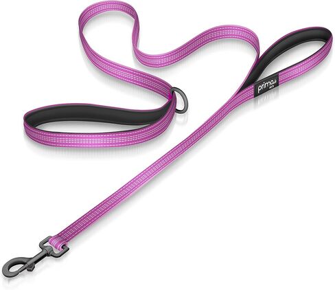 Reflective 6 Feet Nylon Dog Leash with Padded Double Handles, 2 Heavy Duty Dual Neoprene Handles for Control Safety Training Durable Traffic Handle,For Small to Medium Dog (MEDIUM - 3/4" Width, BLACK) in Kuwait