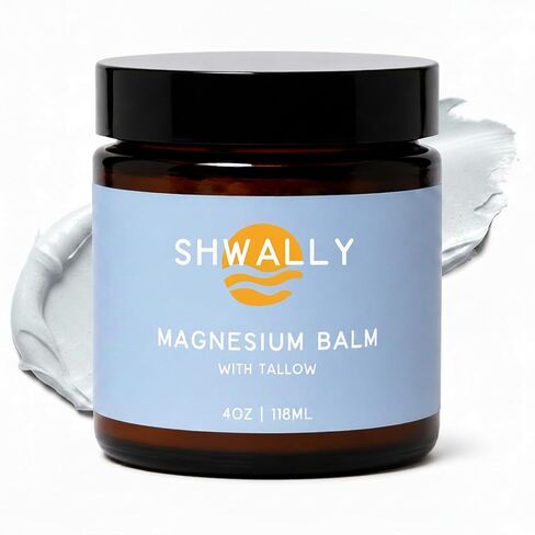 Shwally Paleo Magnesium Oil Cream - A True Seed-Oil Free & Primal Mag Balm - 100% Grass Fed Tallow, Avocado, Extra Virgin Olive Oil with Zechstein Magnesium - Subtle Vanilla Bean in Kuwait