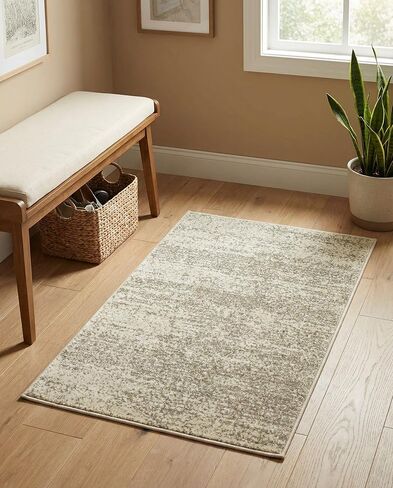 Rugs.com Angelica Collection Rug – 10 Ft Runner Bone Beige Medium Rug Perfect for Hallways, Entryways in Kuwait