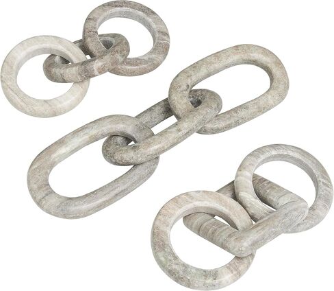 Deco 79 Marble Chain Handmade Linked 3 Ring Sculpture, 10" x 5" x 3", Black in Kuwait