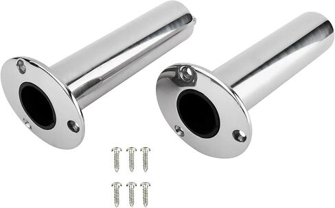 YaeMarine 2-Pack Heavy Duty Stainless Steel 316 Deluxe Rod Holders with Drain, Flush Mount Fishing Rod Pole Holders, 30 Degree /15 Degree/90 Degree in Kuwait