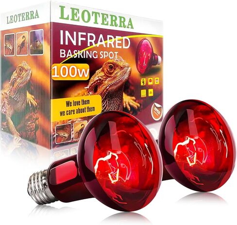 Leoterra 100w UVA Reptile Basking Bulb, Red Infrared Night Heat Lamp （Combo Pack） for Reptile Tanks,Reptiles,Turtle,Bearded Dargon,Lizard,Snakes Use Heat Light Bulb in Kuwait