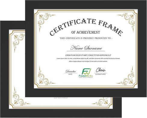 إطارات FrameWorks مقاس 11 × 14 إلى 8.5 × 11 إطارات مستندات خشبية كلاسيكية من الزجاج المقسى / أبيض / عبوتين in Kuwait