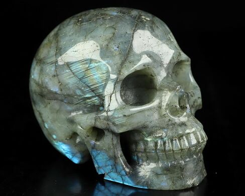 4.6" Labradorite Crystal Skull, Hand Carved Gemstone Fine Art Sculpture, Reiki Healing Stone Statue.2970. in Kuwait