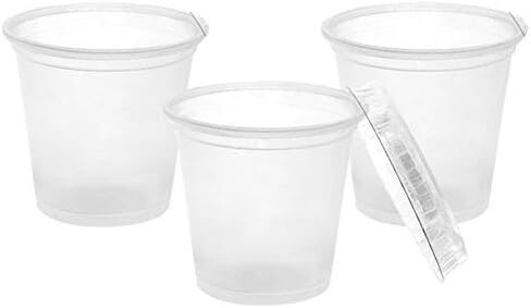 مستلزمات الحفلة 25 بعدد خيوط عالية الجودة من الجيلاتين تتكون من البلاستيك/Shot Glasses with الأغطية ، – 1 – 1/4 أونصة ، شفاف in Kuwait