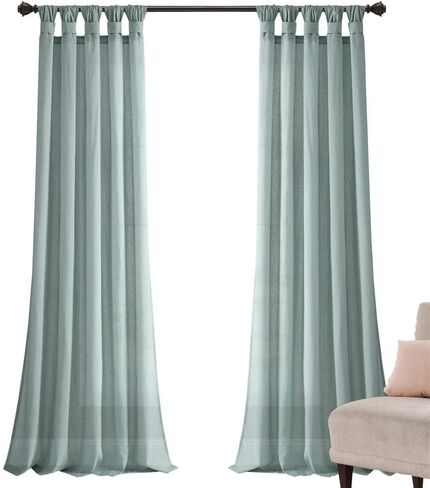 Lush Decor Burlap Knotted Tab-Top Window Curtain Panel Pair, 45"W x 84"L, Dark Linen in Kuwait