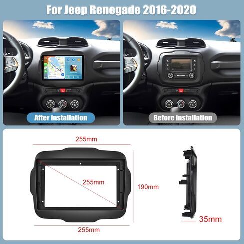 ستيريو سيارة 2+32G Android 11 لسيارة Jeep Renegade 2016-2020 مع Apple Carplay Android Auto، وراديو سيارة بشاشة لمس عالية الدقة مقاس 9 بوصات مع WiFi، ونظام تحديد المواقع العالمي (GPS)، وبلوتوث، وراديو FM/RDS، وSWC، وDaul USB، وكاميرا خلفية HiFi+AHD in Kuwait