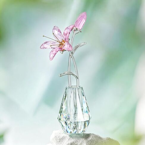 H&D HYALINE & DORA Crystal Calla Lily Flower Figurine Collectible Wedding Bouquets with Crystal Vase for Home Wedding Party Decor, Blue Flower with Sliver Metal Stem in Kuwait