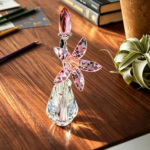 H&D HYALINE & DORA Crystal Calla Lily Flower Figurine Collectible Wedding Bouquets with Crystal Vase for Home Wedding Party Decor, Blue Flower with Sliver Metal Stem in Kuwait