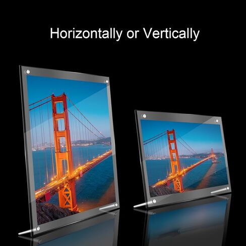 BlueValley Acrylic Floating Picture Frame 8.5 x 11 - Clear Frameless Photo Display Holder, Self Standing Desktop or Wall Mount Lucite Frame for Certificate, Document, Poster, Ads Flyer - Vertical & Horizontal in Kuwait