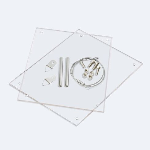 BlueValley Acrylic Floating Picture Frame 8.5 x 11 - Clear Frameless Photo Display Holder, Self Standing Desktop or Wall Mount Lucite Frame for Certificate, Document, Poster, Ads Flyer - Vertical & Horizontal in Kuwait