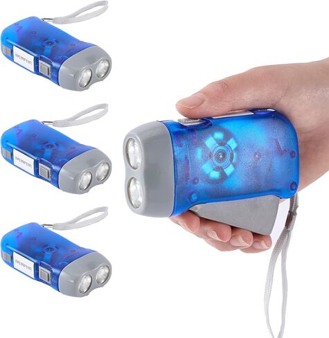 مصابيح طوارئ Evelots Hand Crank - (4 أو 12 أو 24 حزمة) - للتخييم / المنزل / السيارة - مصابيح LED ساطعة مزدوجة - رائعة للمشي لمسافات طويلة / الرياضات الخارجية / انقطاع التيار الكهربائي - سهلة الاستخدام in Kuwait