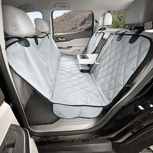 4Knines Dog Seat Cover with Hammock for Fold Down Rear Bench Seat 60/40 Split and Middle Seat Belt Capable - Heavy Duty - Black Regular - for Cars, SUVs, and Small Trucks - USA Based Company in Kuwait