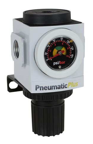 PneumaticPlus PPR2-N02BG Miniature Compressed Air Pressure Regulator 1/4" NPT - Embedded Gauge, Bracket in Kuwait