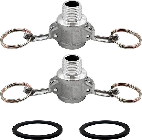 SAFBY 2 PCS Aluminum Global Type B Cam and Groove Hose Fitting, Plug x NPT Male with 2 PCS Camlock Gasket Fitting (0.5") in Kuwait