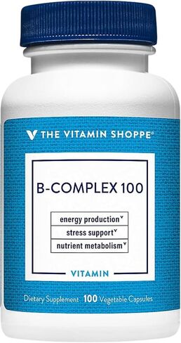The Vitamin Shoppe B-Complex 100 - Supports Energy Production, Nervous System Function & Nutrient Metabolism – Excellent Source of B1, B2, B6, B12, Niacin, Folic Acid & Biotin (300 Veggie Caps) in Kuwait