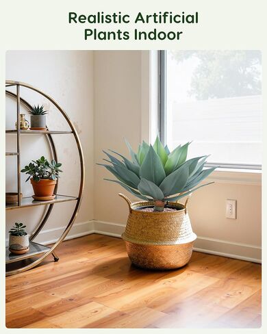 Velener Fake Agave Artificial Plant: Unpotted Fake Agave Plant for Room Decor, UV Resistant Faux Agave Plant for Outdoor/Indoor Decor, 22 inches, Set of 1 in Kuwait