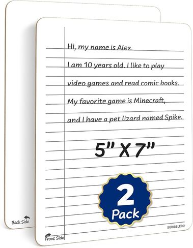 SCRIBBLEDO  Dry Erase 5"x7" Notebook College Ruled Lined Board 2 Pack Reusable Erasable Writing Note Pad Lapboard Blank Whiteboard on Reverse for Desk in Kuwait