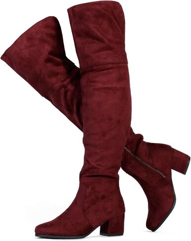 RF ROOM OF FASHION Chateau Women's Over The Knee Block Heel Stretch Boots (Regular & Wide Calf) in Kuwait
