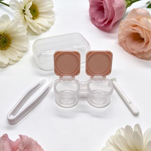 Howinn Flip Top Contact Lens Case Colorful Contact Lens Container Holder, Clear Contact Case Outdoor Portable Mini Contact Lens Soak Storage Kit for Travel & Home in Kuwait