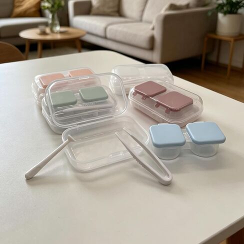 Howinn Flip Top Contact Lens Case Colorful Contact Lens Container Holder, Clear Contact Case Outdoor Portable Mini Contact Lens Soak Storage Kit for Travel & Home in Kuwait