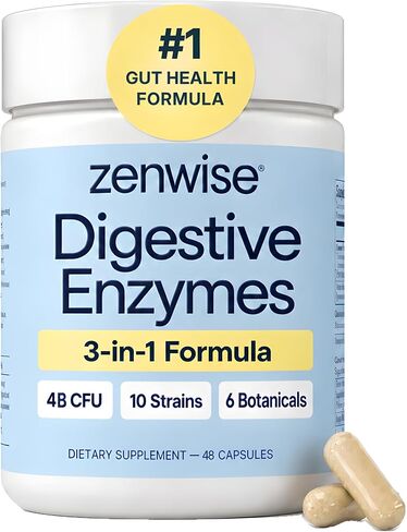 Zenwise Digestive Enzymes - Probiotic Multi Enzymes with Probiotics and Prebiotics for Digestive Health + Bloating Relief for Women and Men, Bromelain and More for Gut Health and Digestion - 180 Count in Kuwait