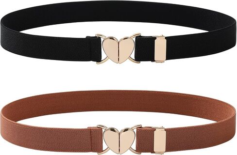 AWAYTR Kids Elastic Belt for Girls - Adjustable Toddler Heart Buckle Stretch Belts for Boys Girls in Kuwait