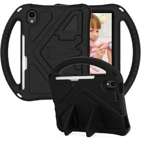 Kids Case for iPad Pro 13" 2024 & iPad Air 13" 2024, iPad Pro 12.9 2022/2021/2020 Case with Pencil Holder, Techcircle Lightweight Shockproof EVA Foam Handle Stand Anti-Slip Grip Rugged Case, Black in Kuwait