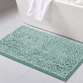 H.VERSAILTEX Bath Mats - Non Slip Luxury Chenille Bathroom Rugs, Extra Soft Absorbent Shaggy, Washable Fast Dry 2 Piece (Cool Blue, 20" x 32"/17" x 24") in Kuwait