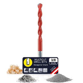 Alpen Multicut Drill Bit 15/64" Drill Bits for Versatile Drilling in Tiles, Masonry, Metal, Wood, and Plastic - Durable Carbide Tip Drill Kit with Cylindrical Shank (Cylindrical, 15/64") in Kuwait