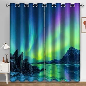 Aimego Galaxy Blackout Curtains Outer Space Universe Nebula Starry Sky Solar Planet Window Drapes Decor for Kids Boys Teens Bedroom Grommet Top Room Darkening Curtains 2 Panel Set, 52"X84" in Kuwait