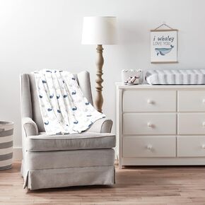 بطانية أطفال كبيرة الحجم ناعمة وقطيفة ذات وجهين من Lush Decor Narwhal Starfish، مقاس 50 بوصة × 36 بوصة، أزرق ورمادي in Kuwait