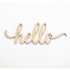 Hello Wood Sign Home Décor Wall Art Unfinished 18" x 6" in Kuwait