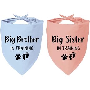 Family Kitchen Big Sister Brother Pregnancy Announcement Dog Bandana, Gender Reveal Photo Prop, Pet Scarf Accessories,Pet Scarves for Dog Lovers,Pack of 2 in Kuwait
