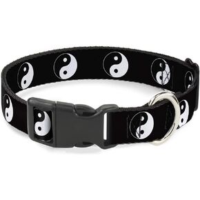 طوق مشبك من البلاستيك بإبزيم للأسفل - رمز Yin Yang أسود/أبيض - بعرض 1/2 بوصة - يناسب الرقبة من 8 إلى 12 بوصة - متوسط in Kuwait