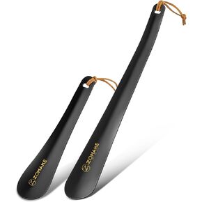 ZOMAKE Metal Shoe Horn 2Pcs - 11.8 inch Shoehorn Long Handled with Handle for Seniors Men Women - 7.3 inch Stainless Steel Small Shoe horns with Rope&Hook (Silver 11.8&7.3 inch) in Kuwait
