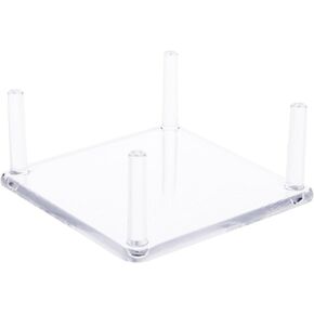 Plymor Clear Acrylic Square Base with 4 Display Prongs for Geode, Mineral or Crystal Cluster, 1.625" H x 4" W x 4" D in Kuwait