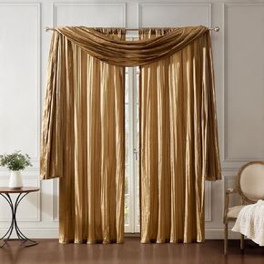 Elrene Home Fashions Athena Faux Crushed-Silk Window Curtain Panel and Valance Set, 52"x84" (2 Panels) & 1 Valance, Ivory in Kuwait